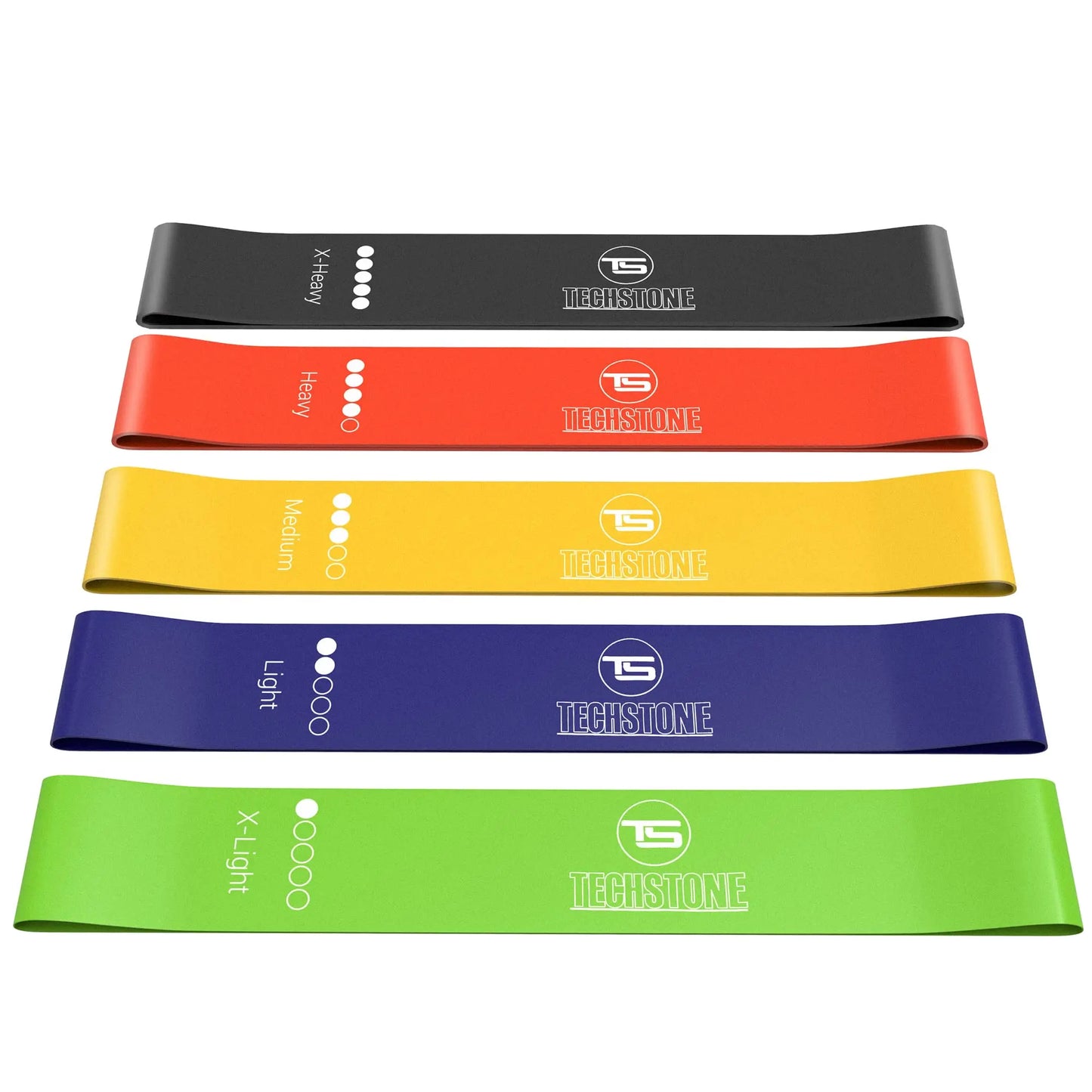 TechStone Juego de Bandas Resistencia para Hombres y Mujeres, Paquete de 5 Diferentes Niveles de Resistencia Bandas elásticas Gimnasio en casa Entrenamiento a Largo Plazo Bolsa de Transporte Gratuita TechStone