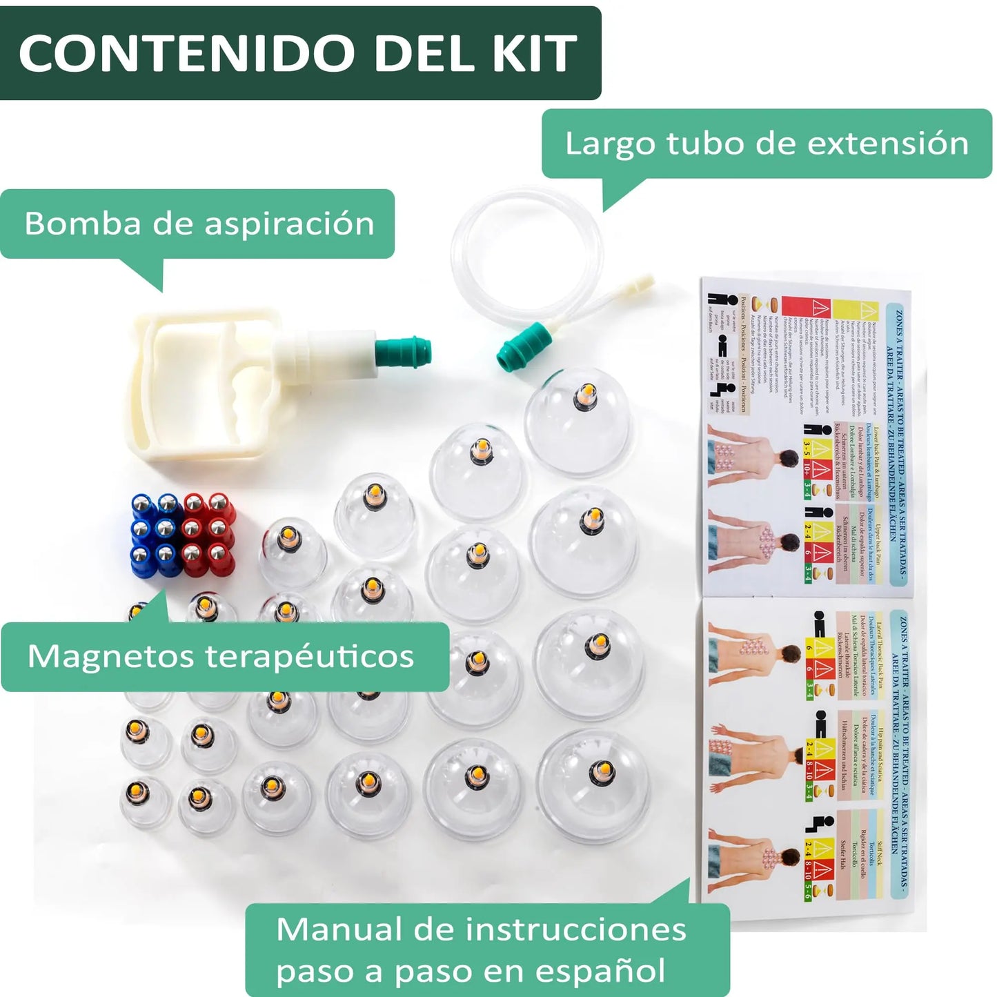 Uplife Set de 24 Ventosas Fisioterapia - Ventosa terapia con Imanes Terapéuticos Uplife