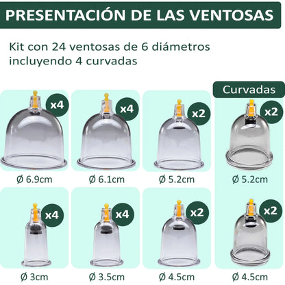 Uplife Set de 24 Ventosas Fisioterapia - Ventosa terapia con Imanes Terapéuticos Uplife