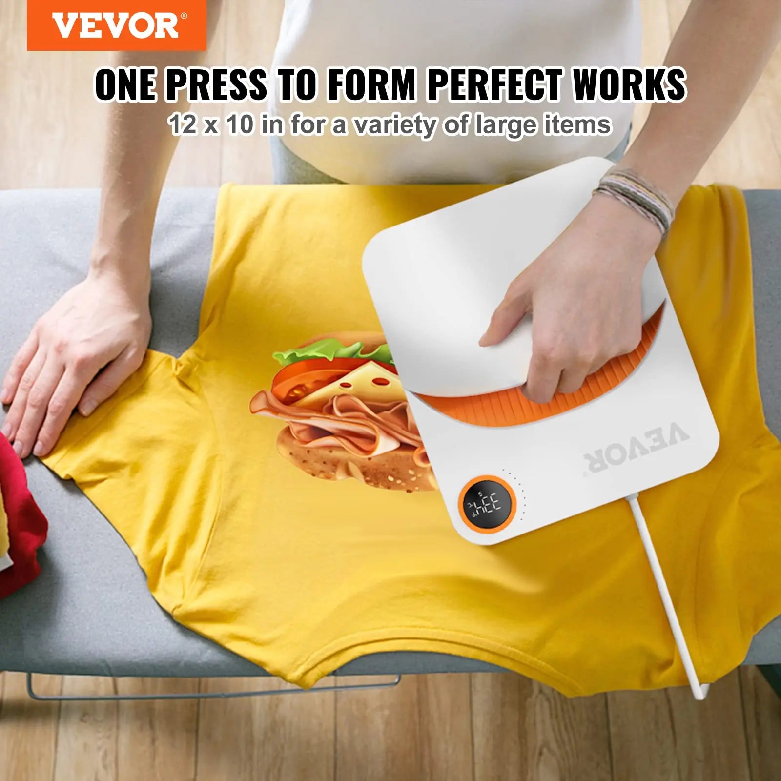 VEVOR Prensa de Calor Portátil 30 x 25 cm para Camisetas de Bricolaje Máquina de Prensa de Calor 750W Prensa de Transferencia Temperatura 40-205 °C Prensa de Calor de Uso Doméstico Bricolaje VEVOR